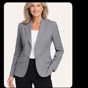 Pendleton Wool  Women's Elegant Light Gray Blazer Size 8